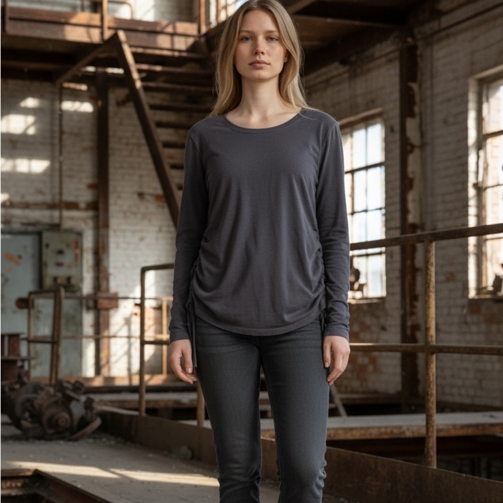 Zella Charcoal Long Sleeve Crewneck Top